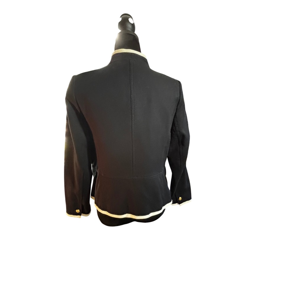 Talbots Petite Black Ivory Military Crest Button Blazer Jacket 12P - Picture 6 of 16